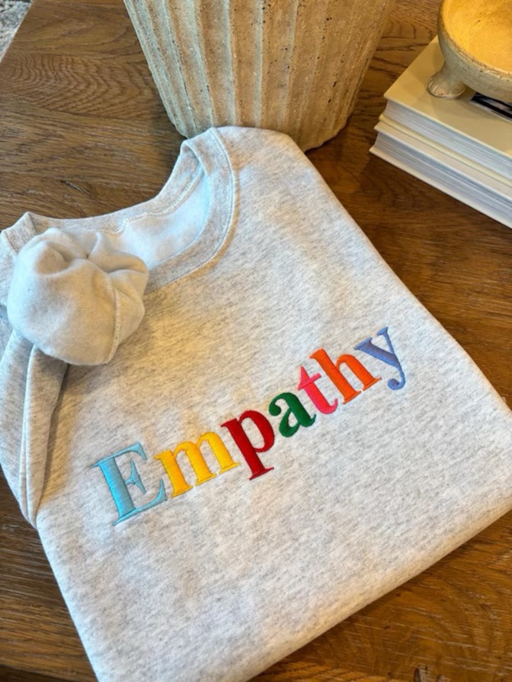 Mayfair group 'Empathy' Embroidered Crewneck Sweatshirt - Light Gray size xs